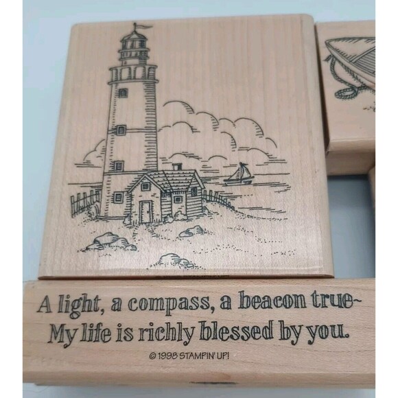 Stampin' Up LIGHTHOUSE Nautical Stamp Set of 4 Retired 1998 - Picture 2 of 6